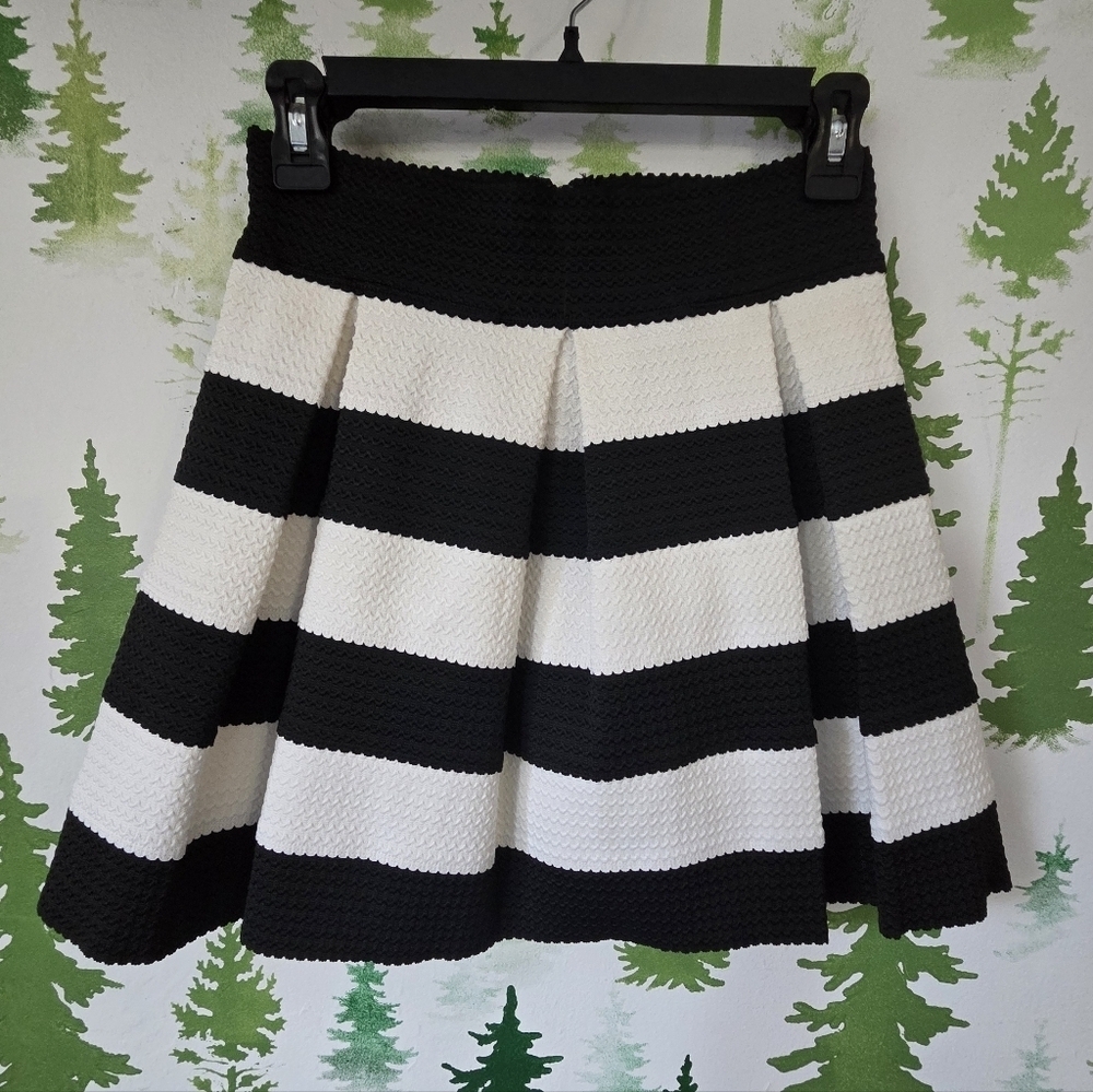 Black and White Striped Women's Skirt